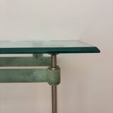 Console métal et verre, pièce unique 1980
