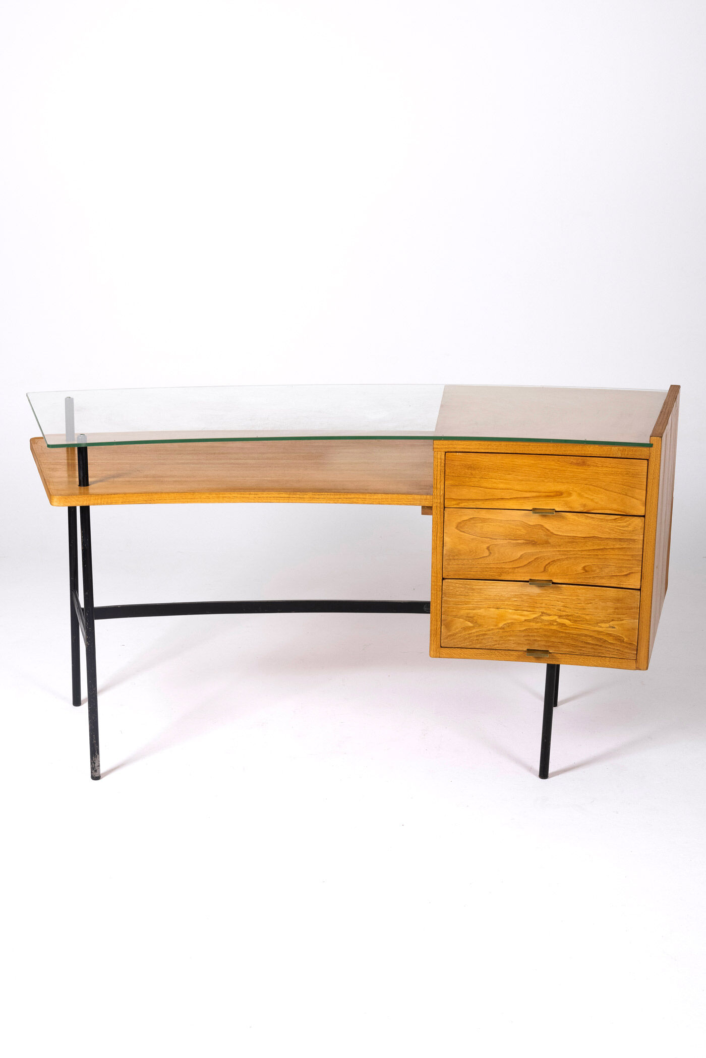 Bureau en bois et verre par Jean René Picard, 1960s