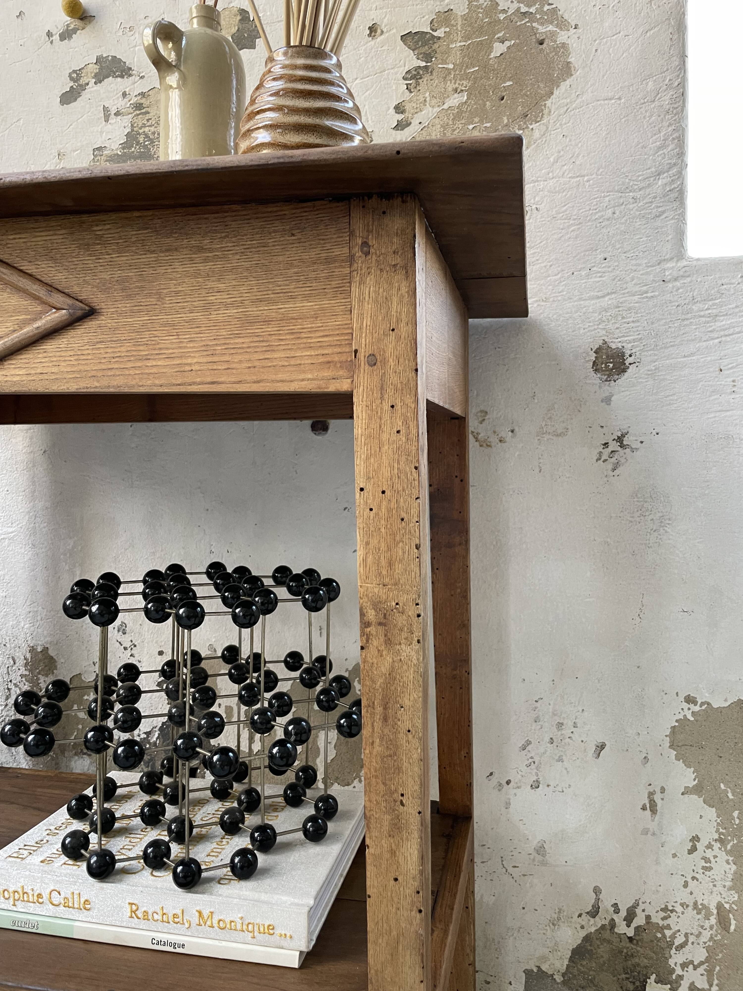 Oak spindle leg console table