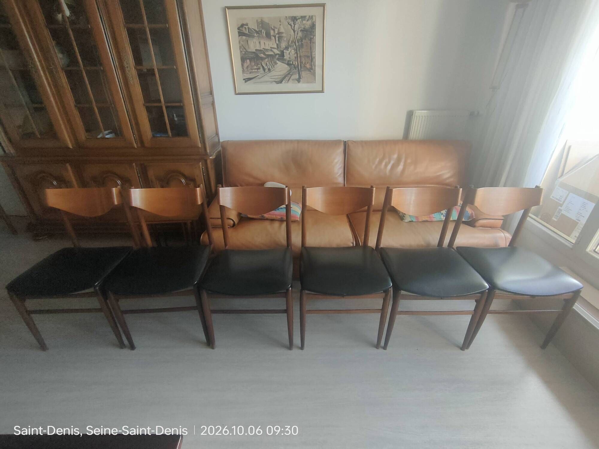 6 teak chairs, 1960s Scandinavian style, signed