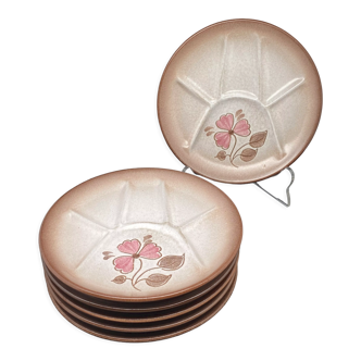 Brown/pink compartmentalized plate set