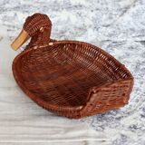 Vintage dark wicker duck basket