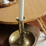 Brass pusher round cut candle holder
