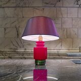 Red illuminated opaline glass table lamp by Peill and Puzzler, Germany 1960s