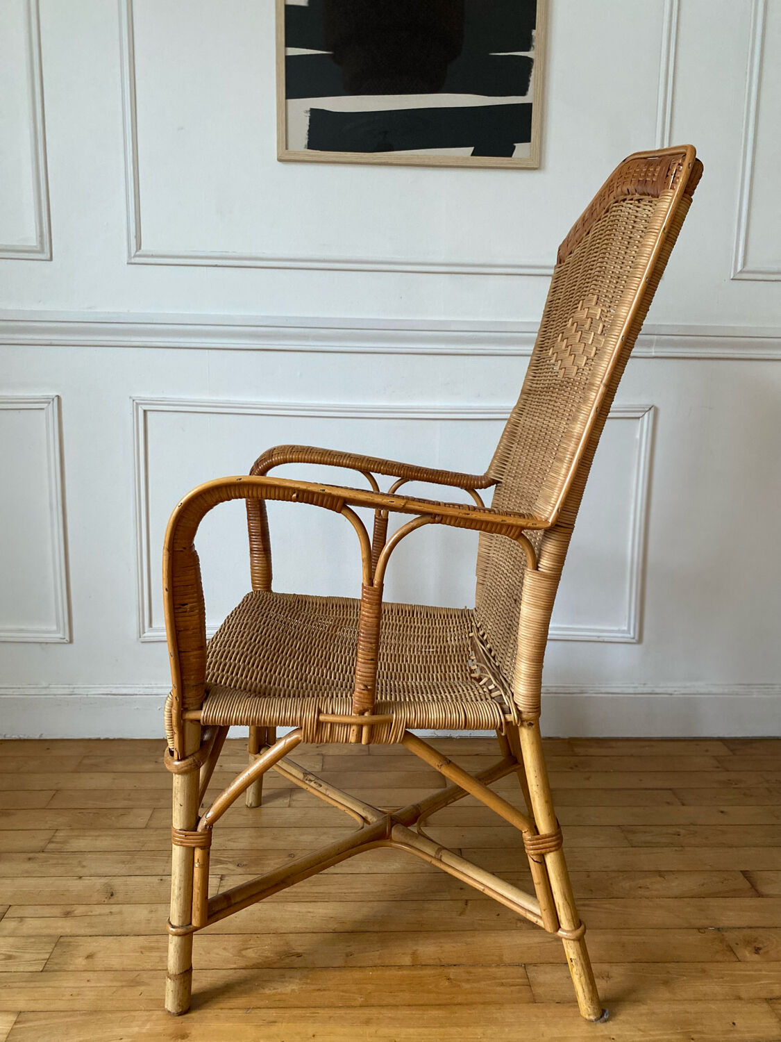 Vintage adult rattan armchair