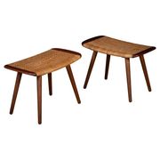 Tabourets en Teck et Tissé, Danemark, 1960s, Set de 2