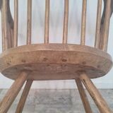 Rocking brutalist chair in oak, France, 1920s