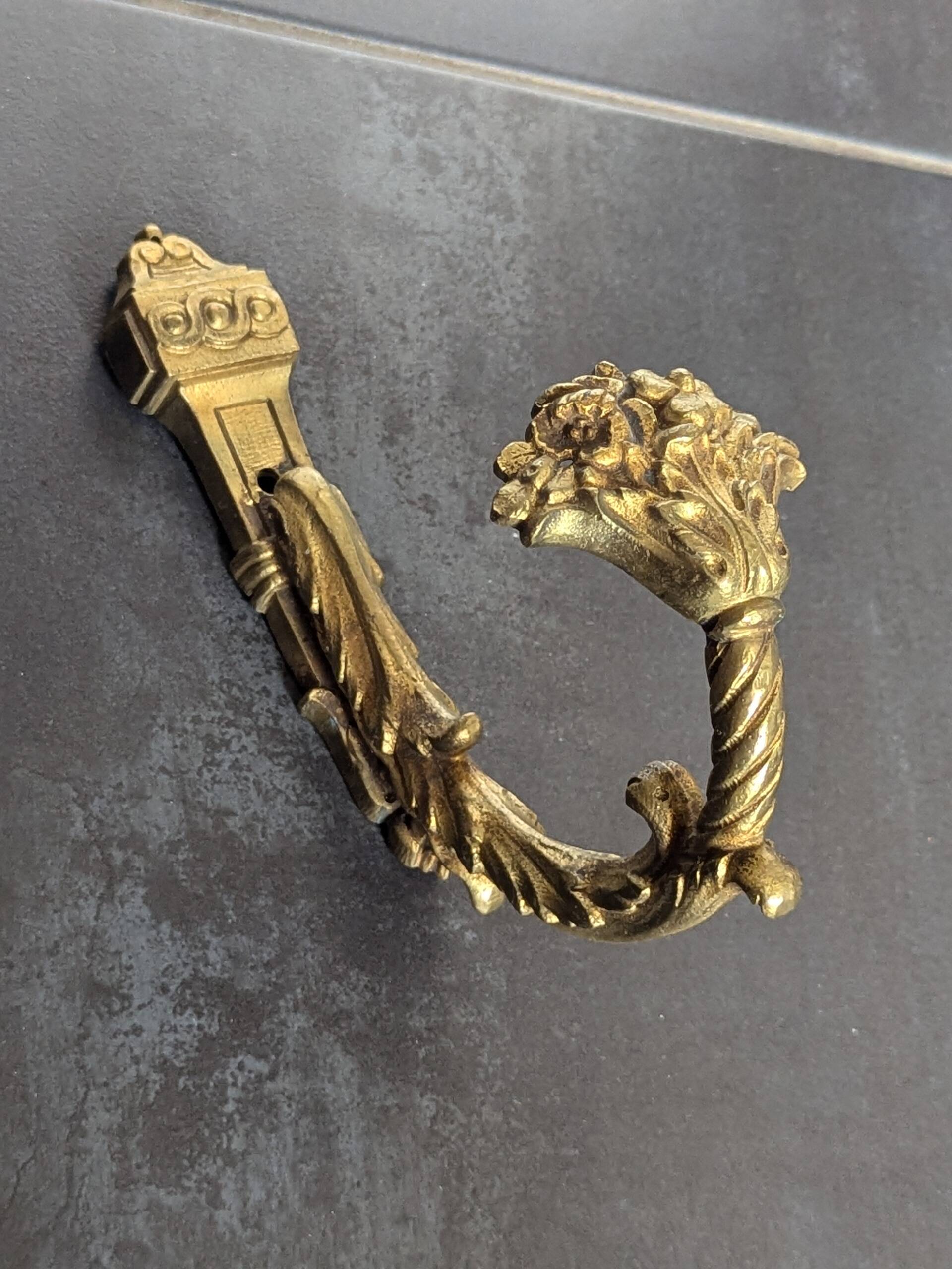 Brass floral coat hook