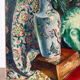 Still life with vase, bust and forsythia, oil on canvas signed