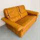 Vintage 70s thick cognac leather 2-seater sofa by De Sede.