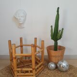 Hexagonal bamboo side table - vintage