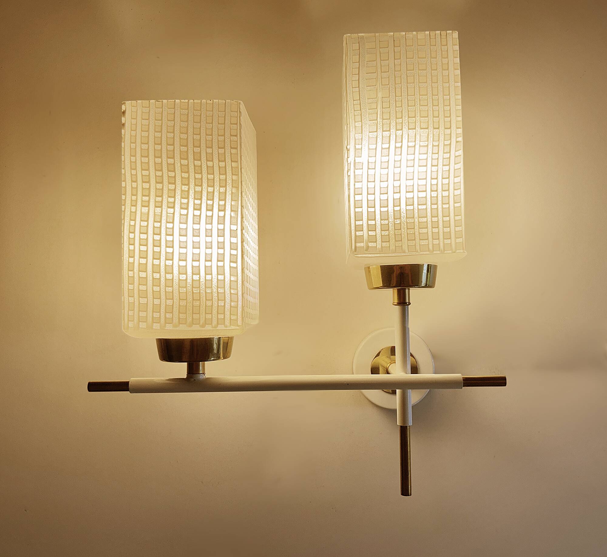 Pair of vintage architectural wall lights, 1960s