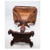 Antique mahogany sewing table on a pillar from around the year 1840s