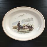 Plat oval décor breton signé