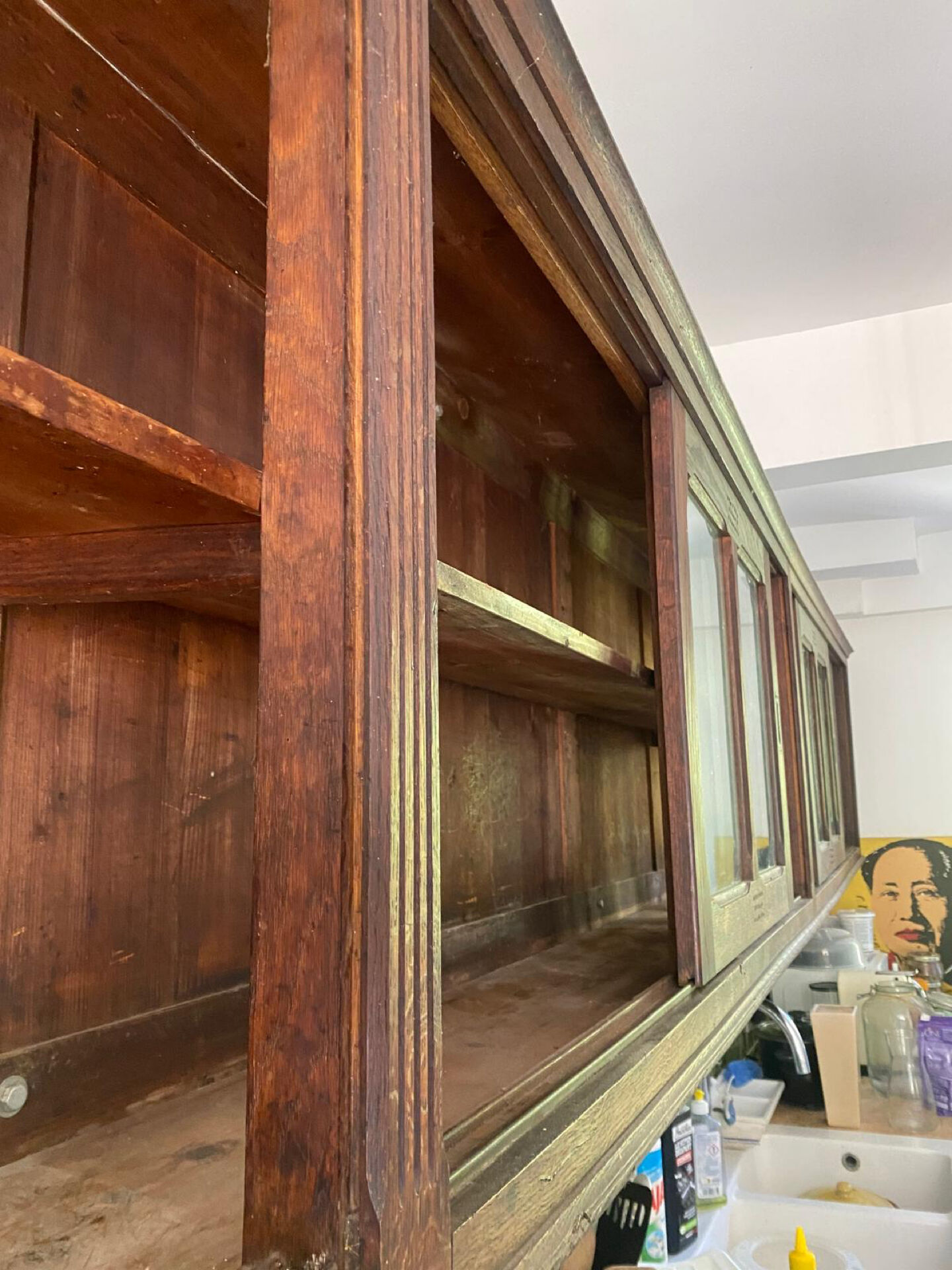 Authentic antique apothecary wall unit – 5 metres – solid wood
