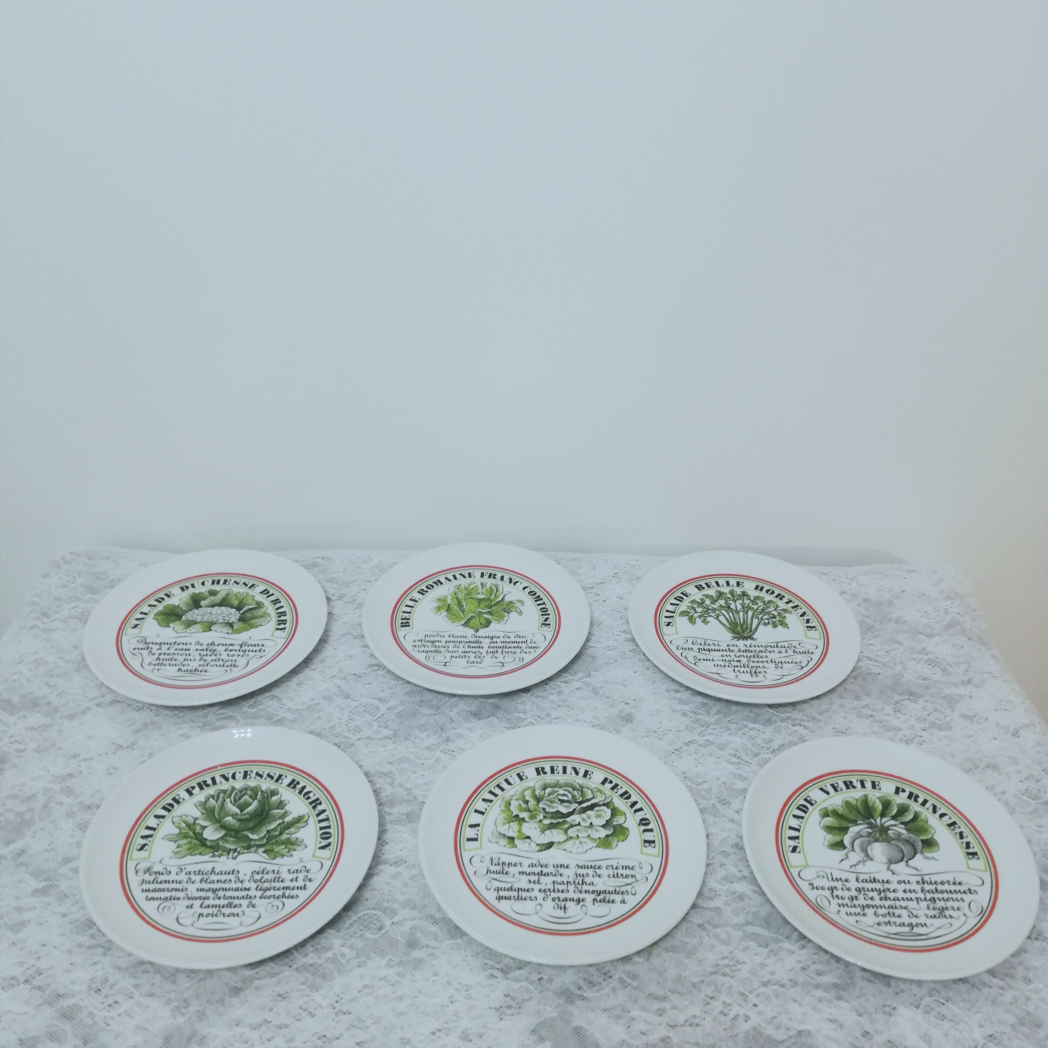 6 plates in auteuil porcelain signed Jacques Lobjoy