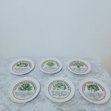 6 plates in auteuil porcelain signed Jacques Lobjoy