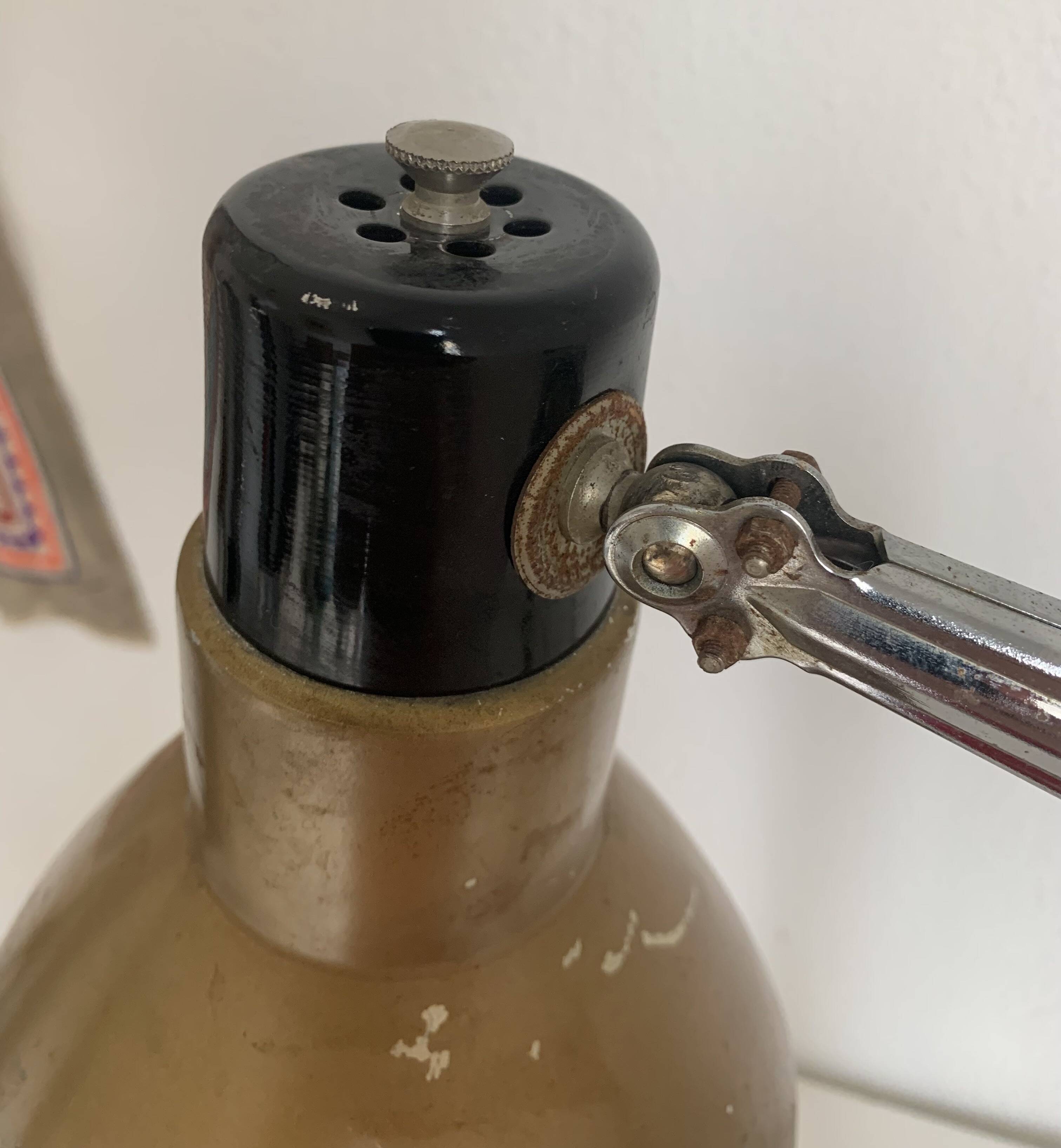 Vintage 1950s industrial lamp, Super Chrome champagne finish - 55 cm