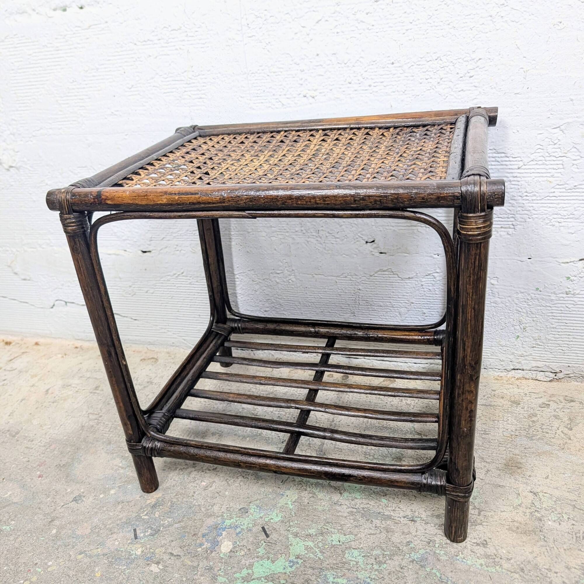 Side table in rattan and caning