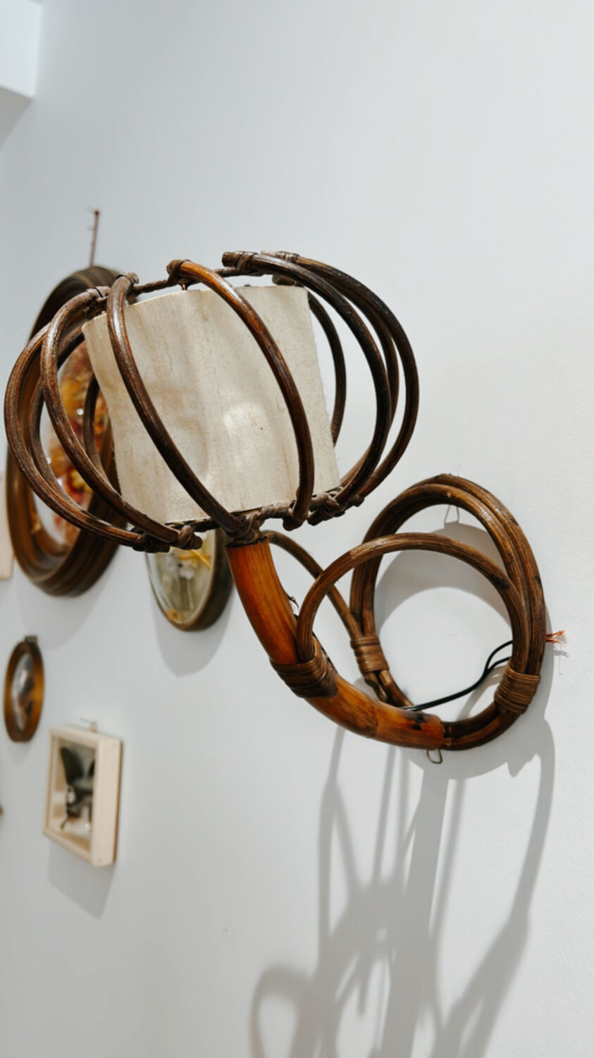 Pair apply vintage rattan