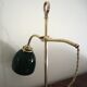 Desk lamp in brass with a swan neck and green opaline glass.