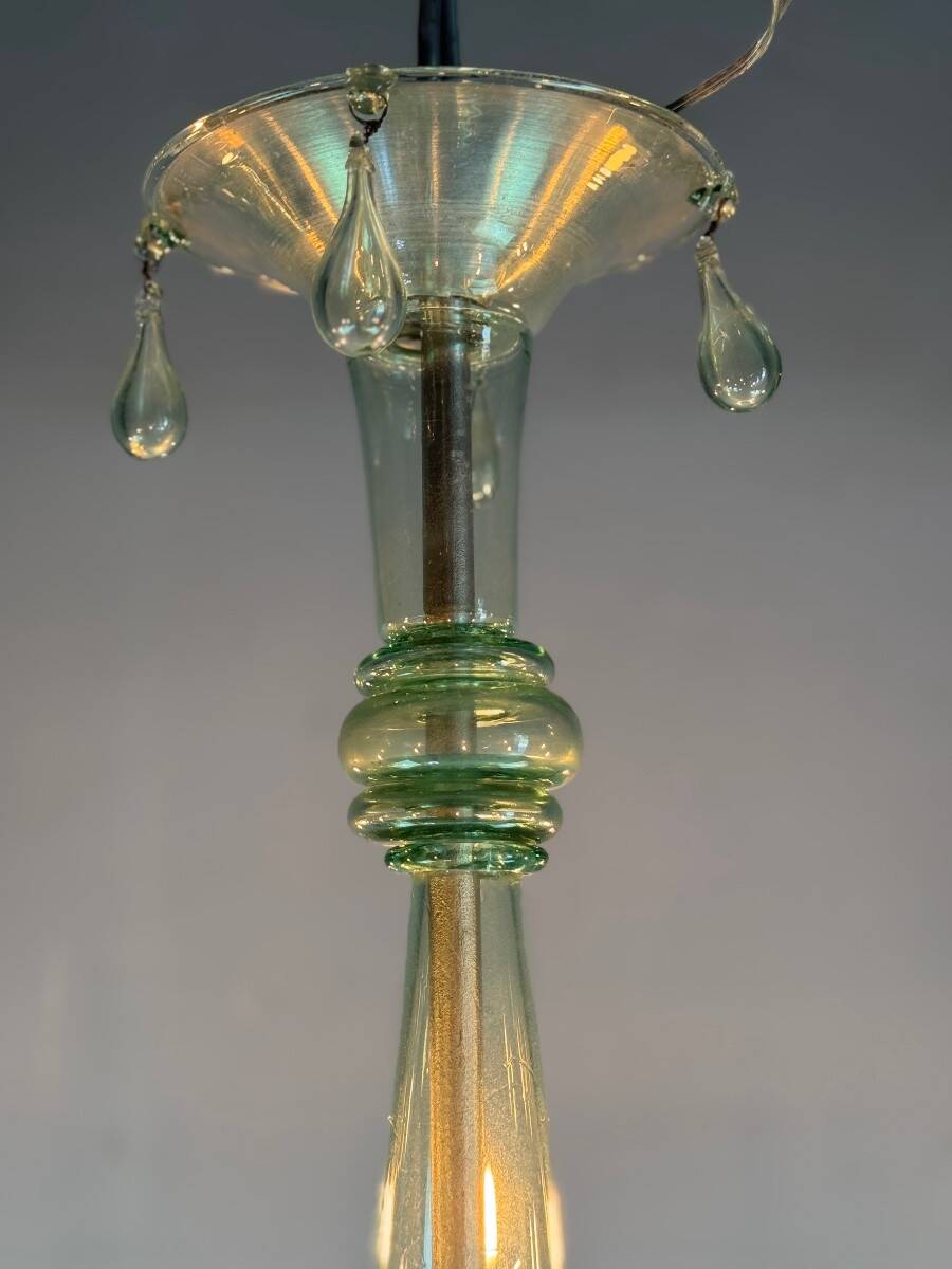 Green Murano glass Venetian chandelier, Venini, circa 1920