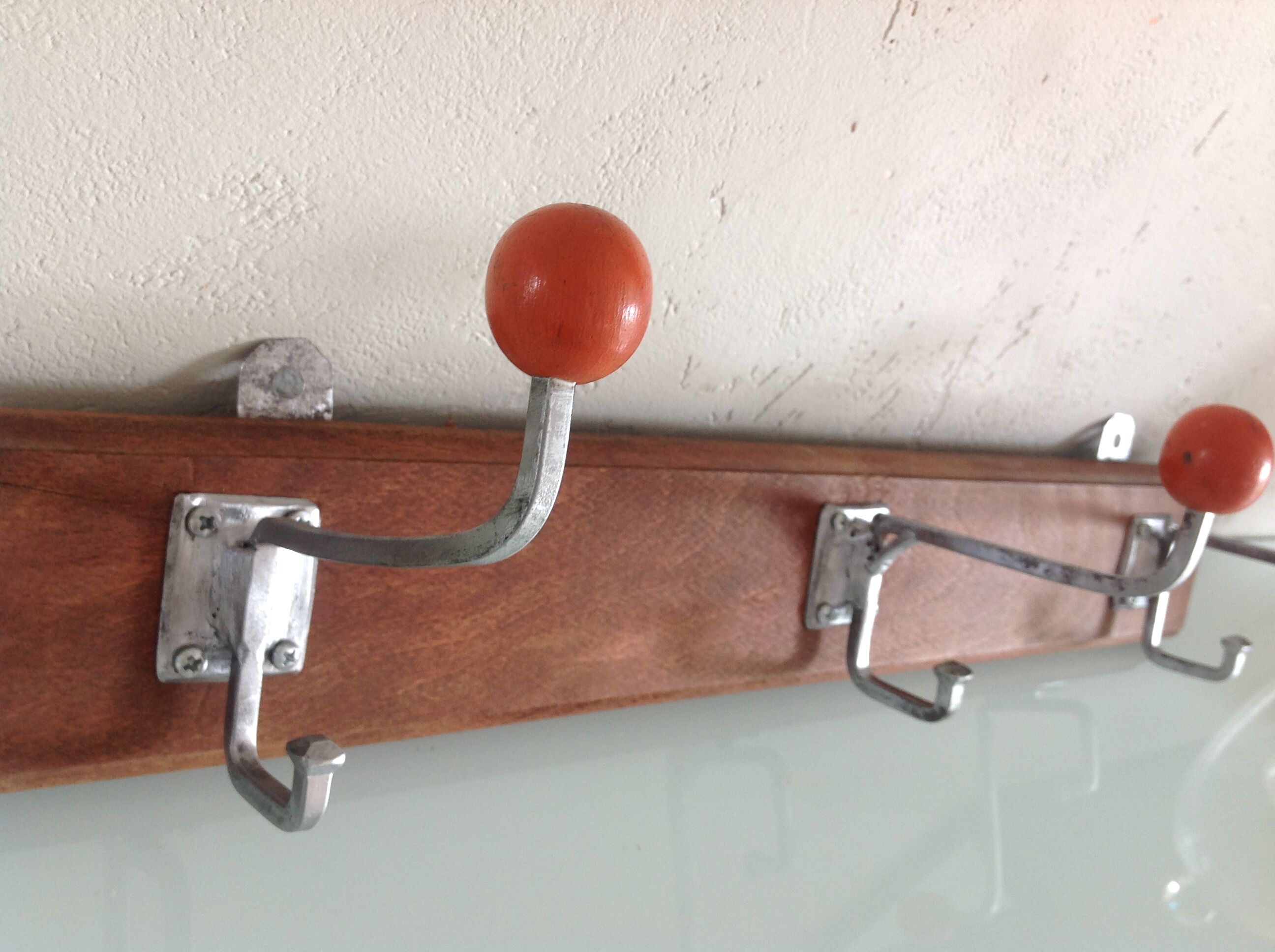 Patère à 3 têtes boules orange / vintage années 50- 60