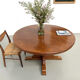 Brutalist round table in solid oak, 1960s.