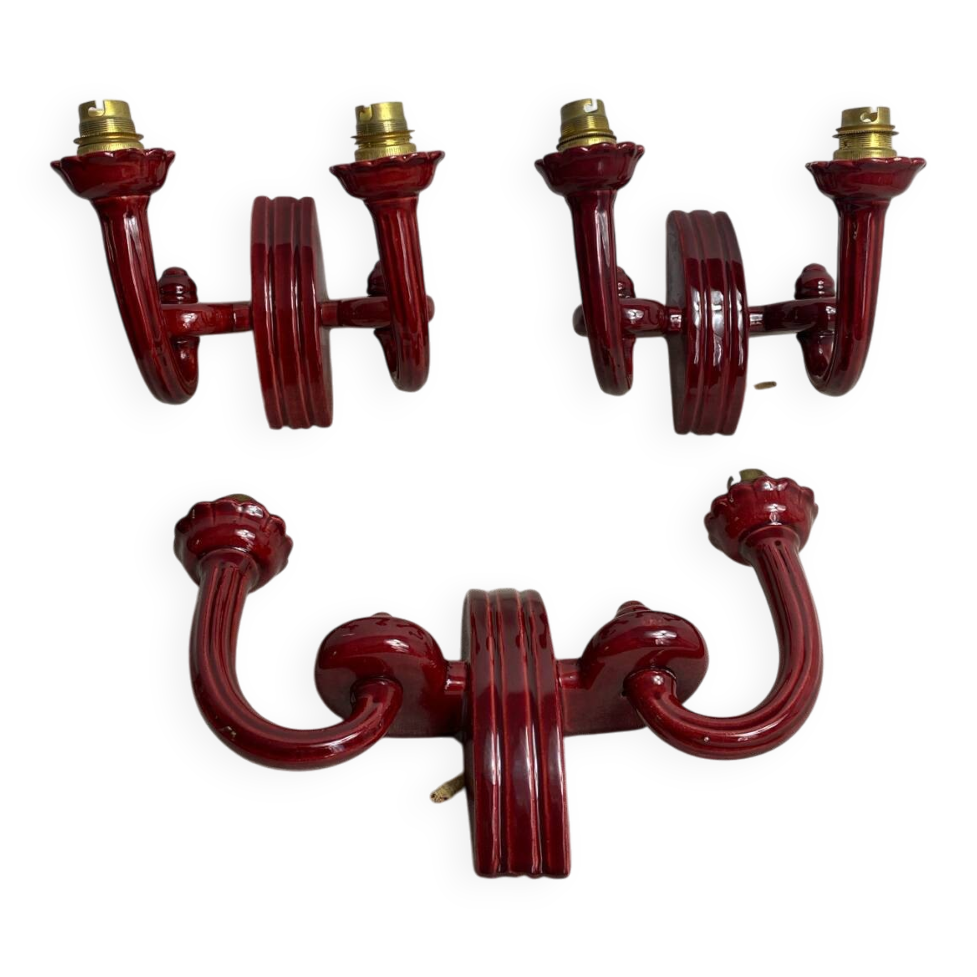 Art Deco ceramic wall lights, adjustable arms