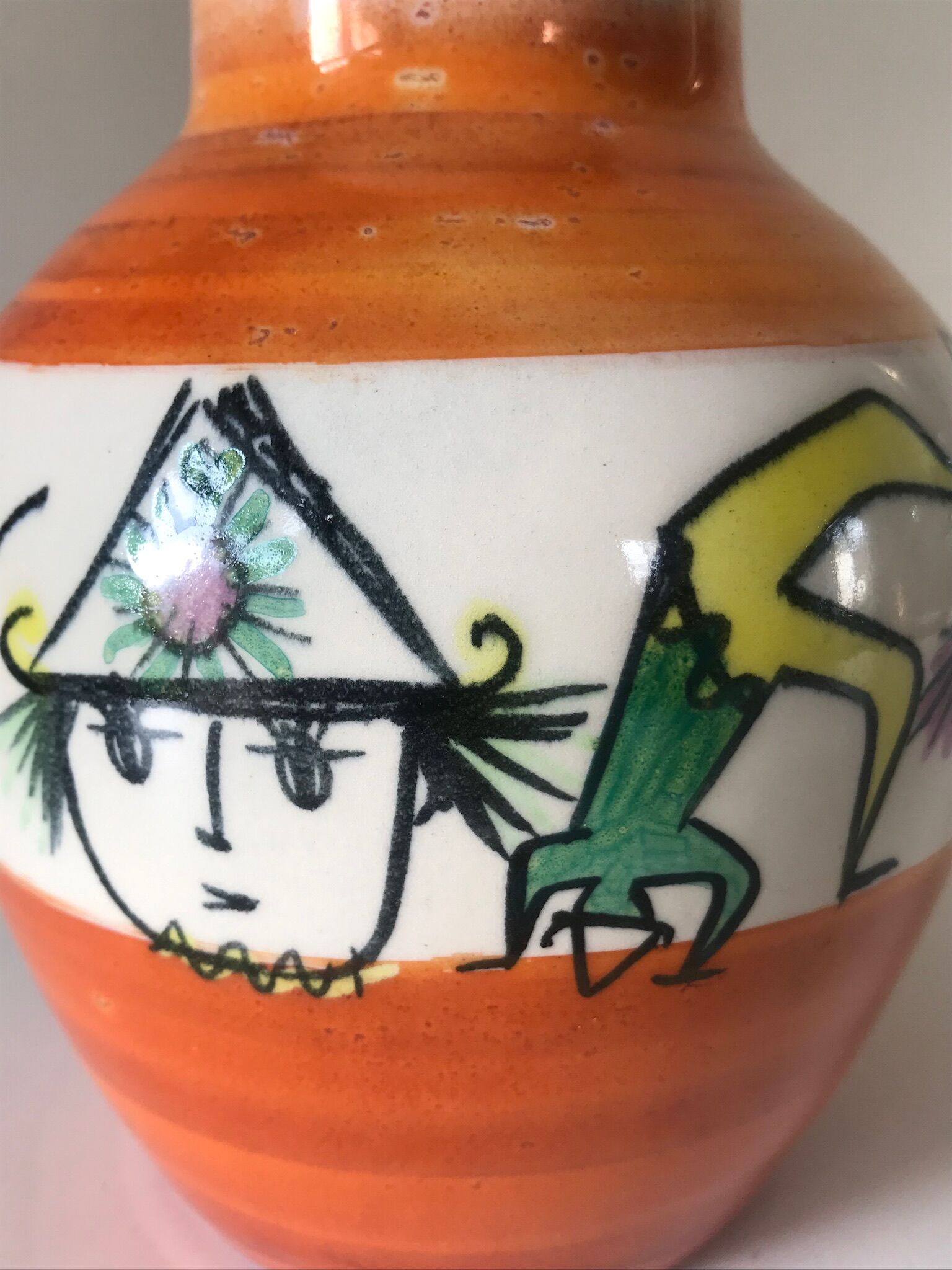 Vase ceramic motifs clowns accolay design 60 years