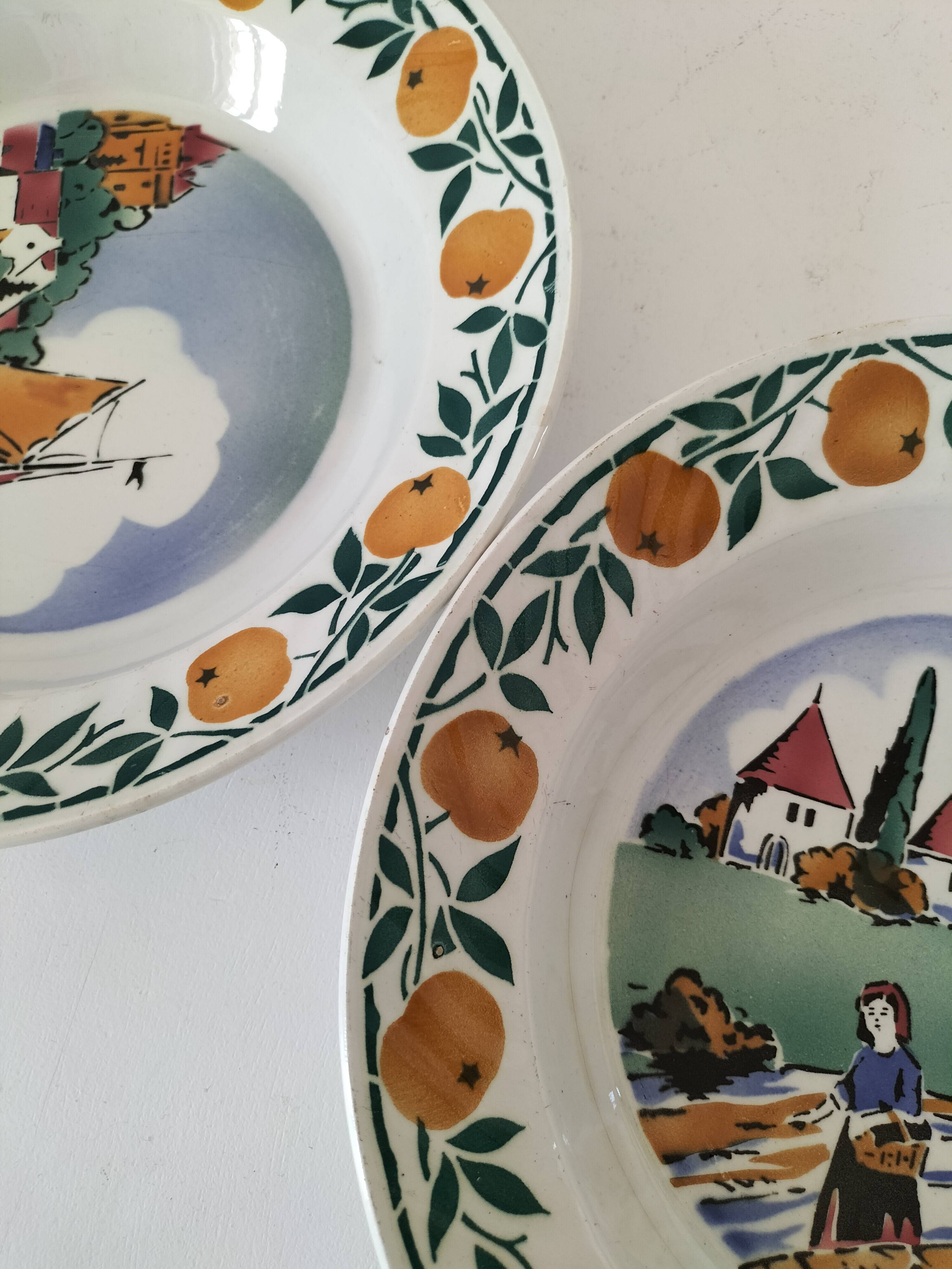 Pair of Saint Amandinoise deep dishes from the 50s