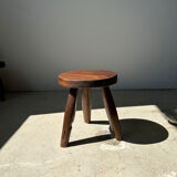 Brown solid wood stool flat circular seat