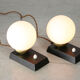 Lampes de chevet mid-century en laiton & opalin
