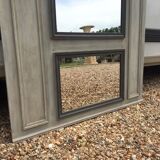 old trumeau mirror start xx to 2 mirrors patinated gray alpaca and gray trench coat 114x138cm