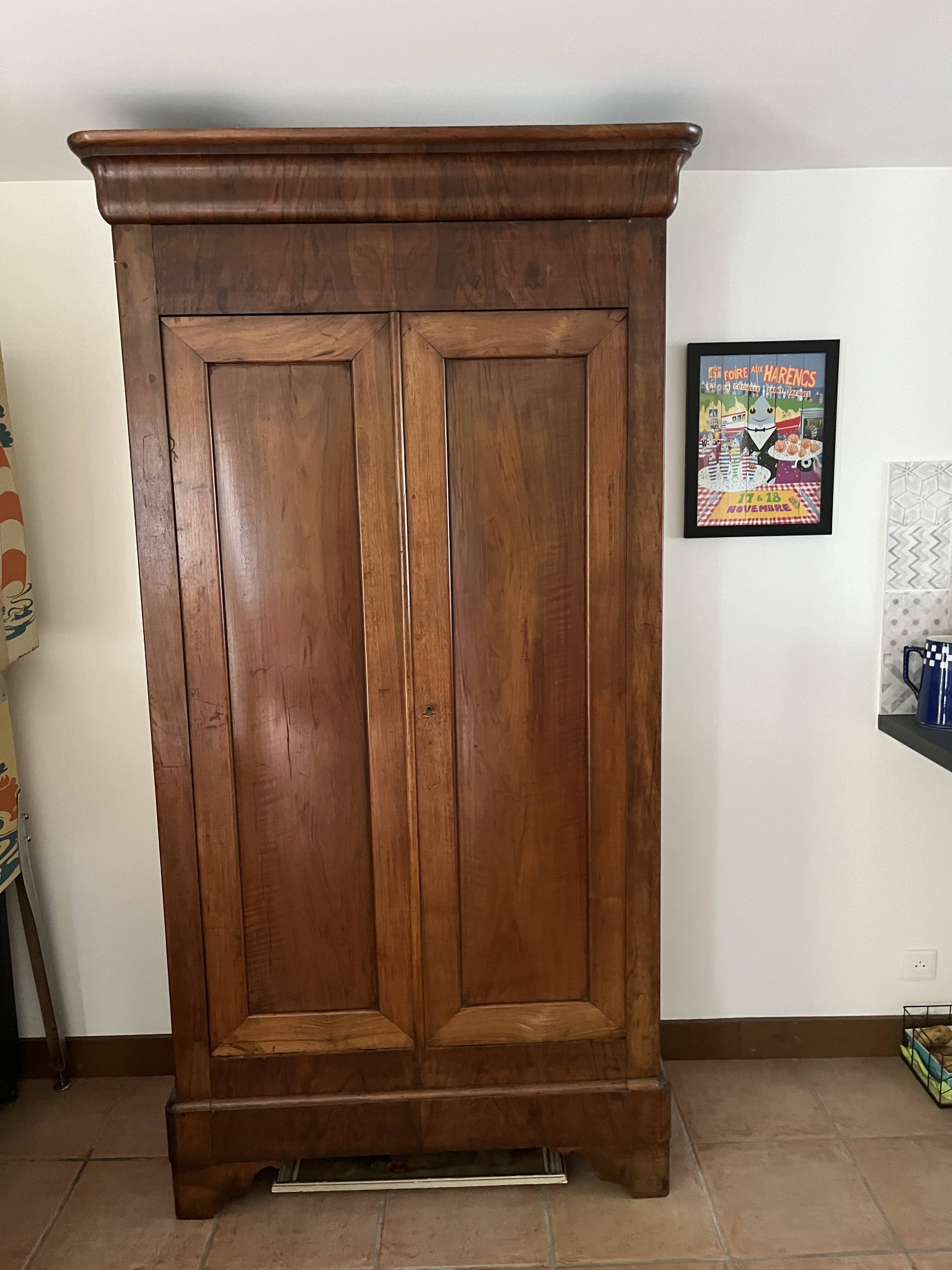 Antique cherry wood wardrobe, Louis Philippe style, 2 doors