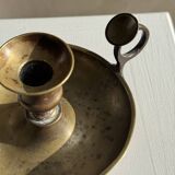 Antique blackened gold hand candlestick H8 D13.5