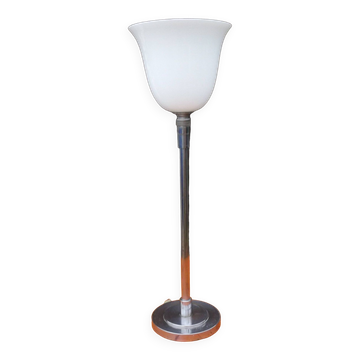Mazda chrome and white opaline art-dèco lamp