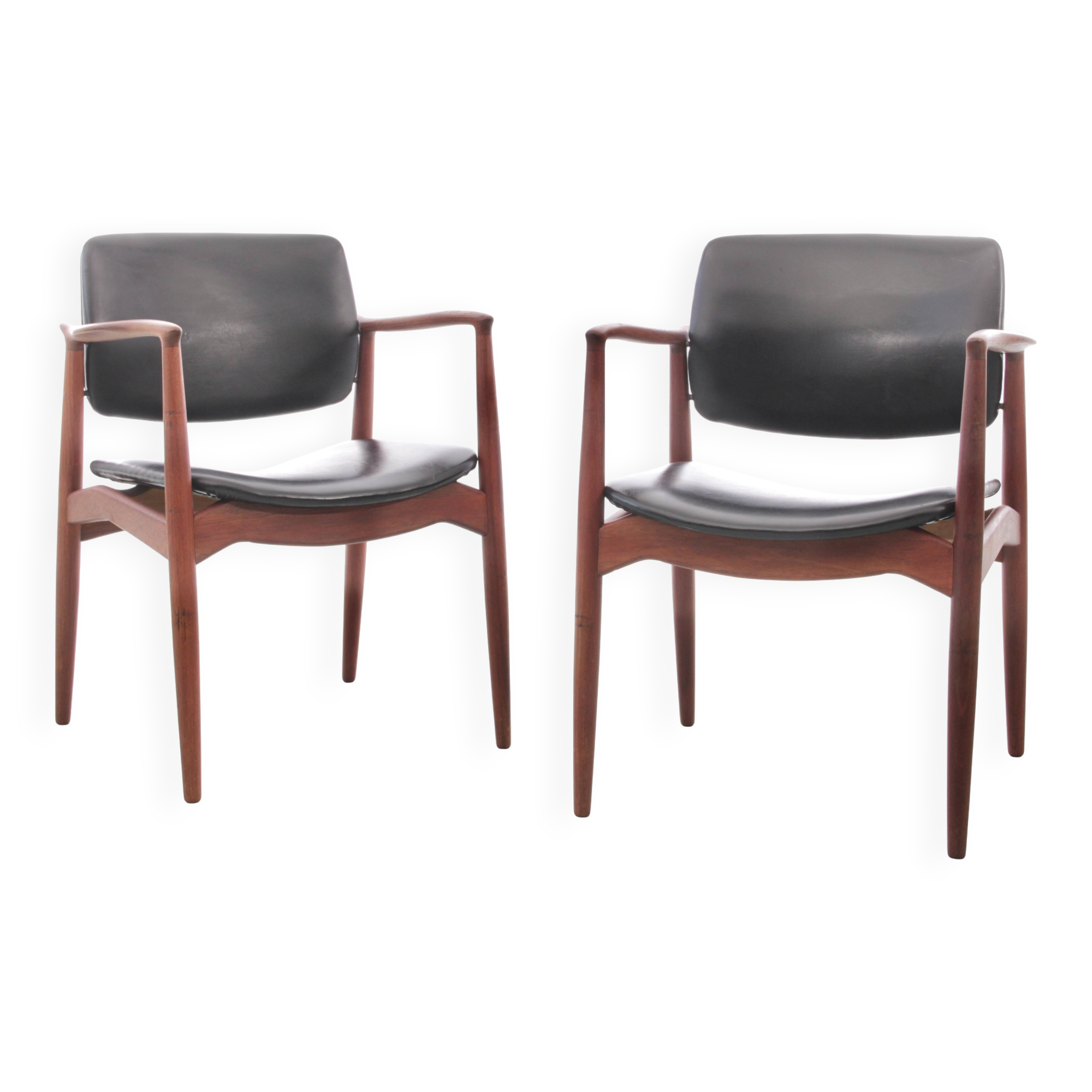 Pair of Scandinavian teak armchairs, model 66