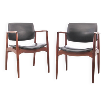 Pair of Scandinavian teak armchairs, model 66