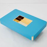Coffee table by Willy Rizzo model Alveo blue lacquered brass 1970