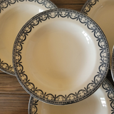 Salins R&A ironstone soup plates, Louis XVI Garland pattern