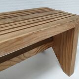Vintage solid pine slatted low stool