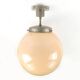 Ceiling lamp, Art Deco, nickel-plated brass, beige glass, Austria, 1930s