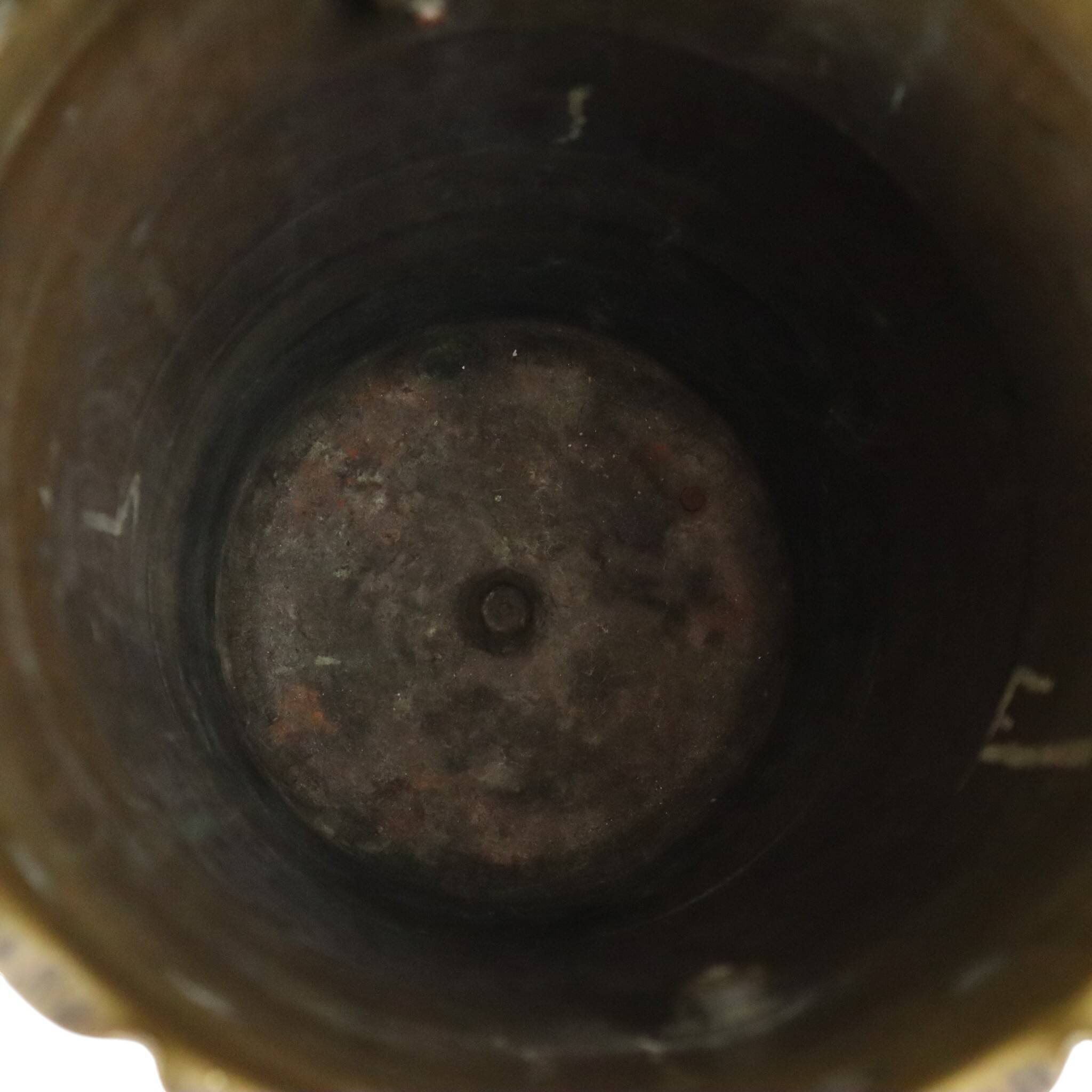 Unique XL Artillery Shell Umbrella Stand – WWI Trench Art (1915) – Lion Hea