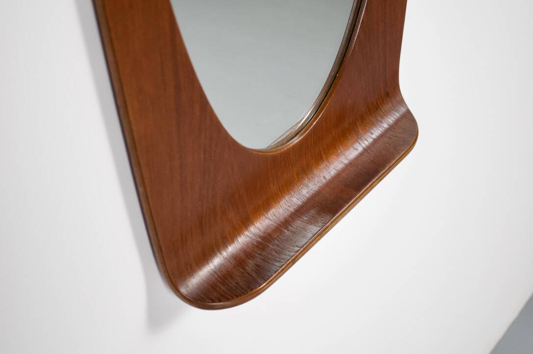 Miroir teck par franco campo & carlo graffi années 60' home torino éditeur