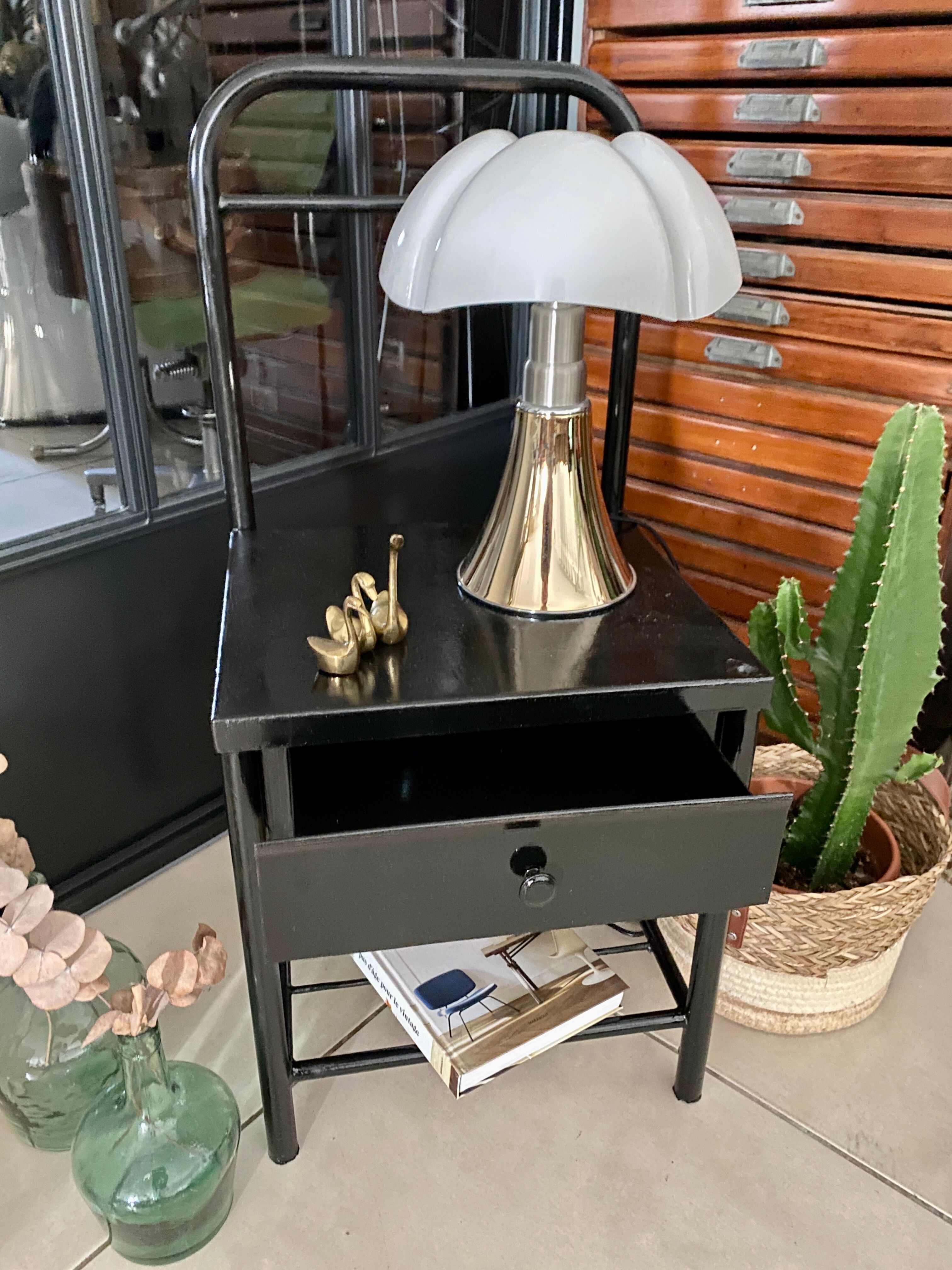 Vintage boarding school bedside table