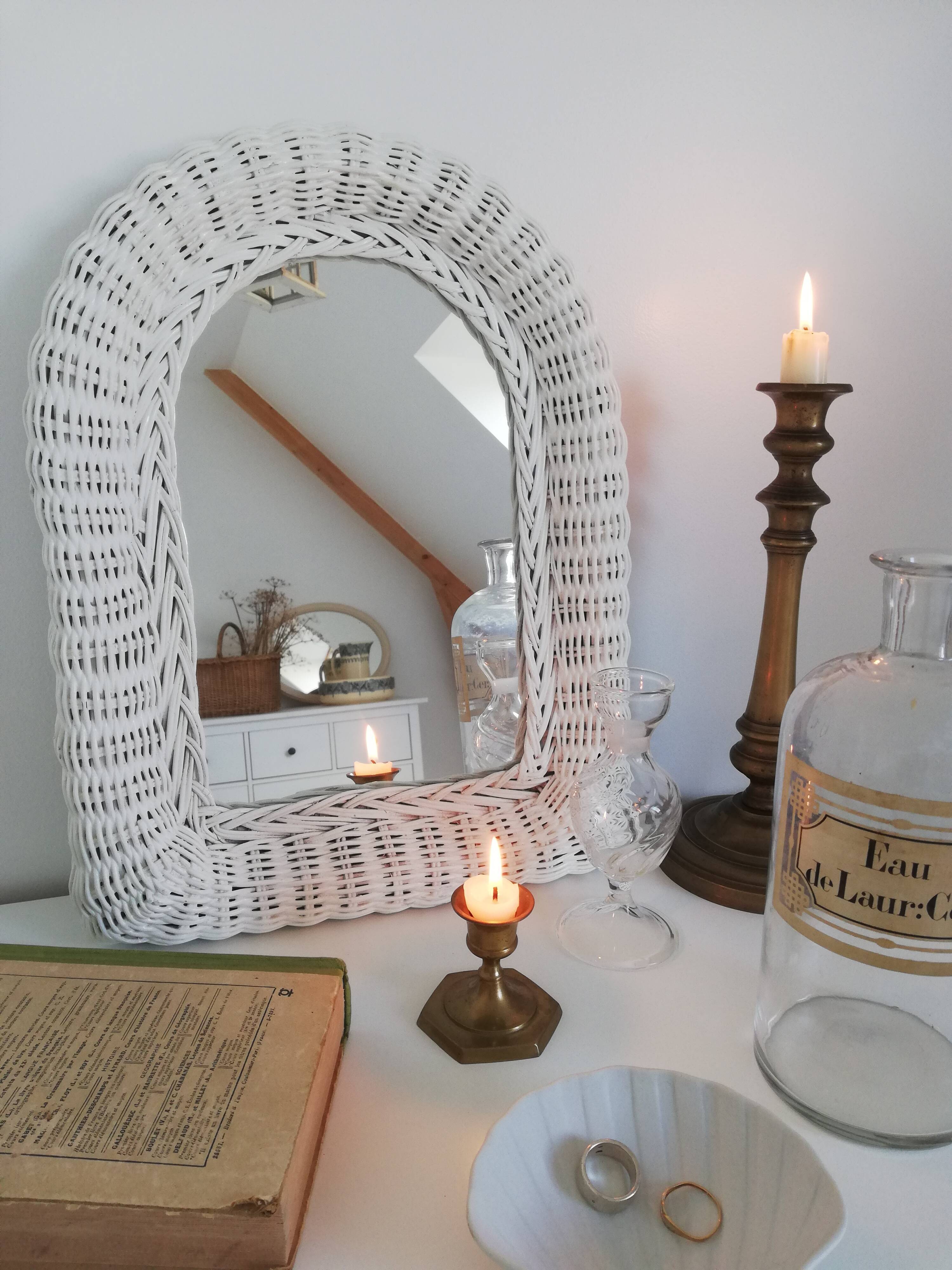 Vintage wicker mirror