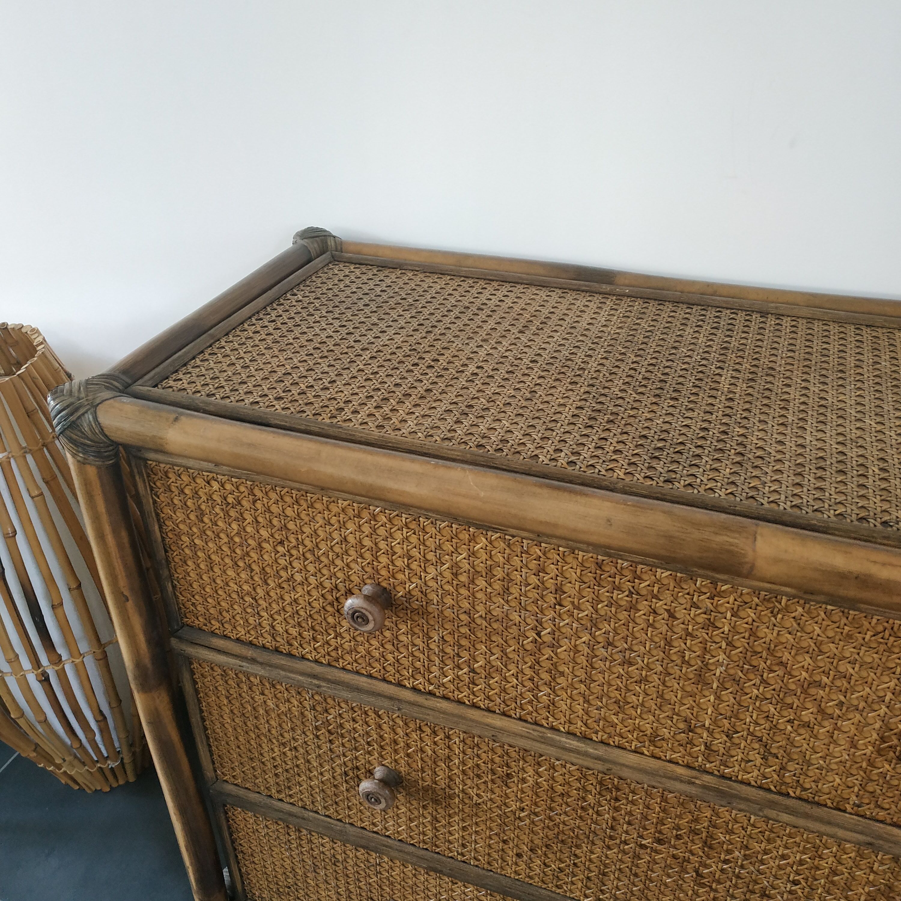 Rattan chest of drawers and canning