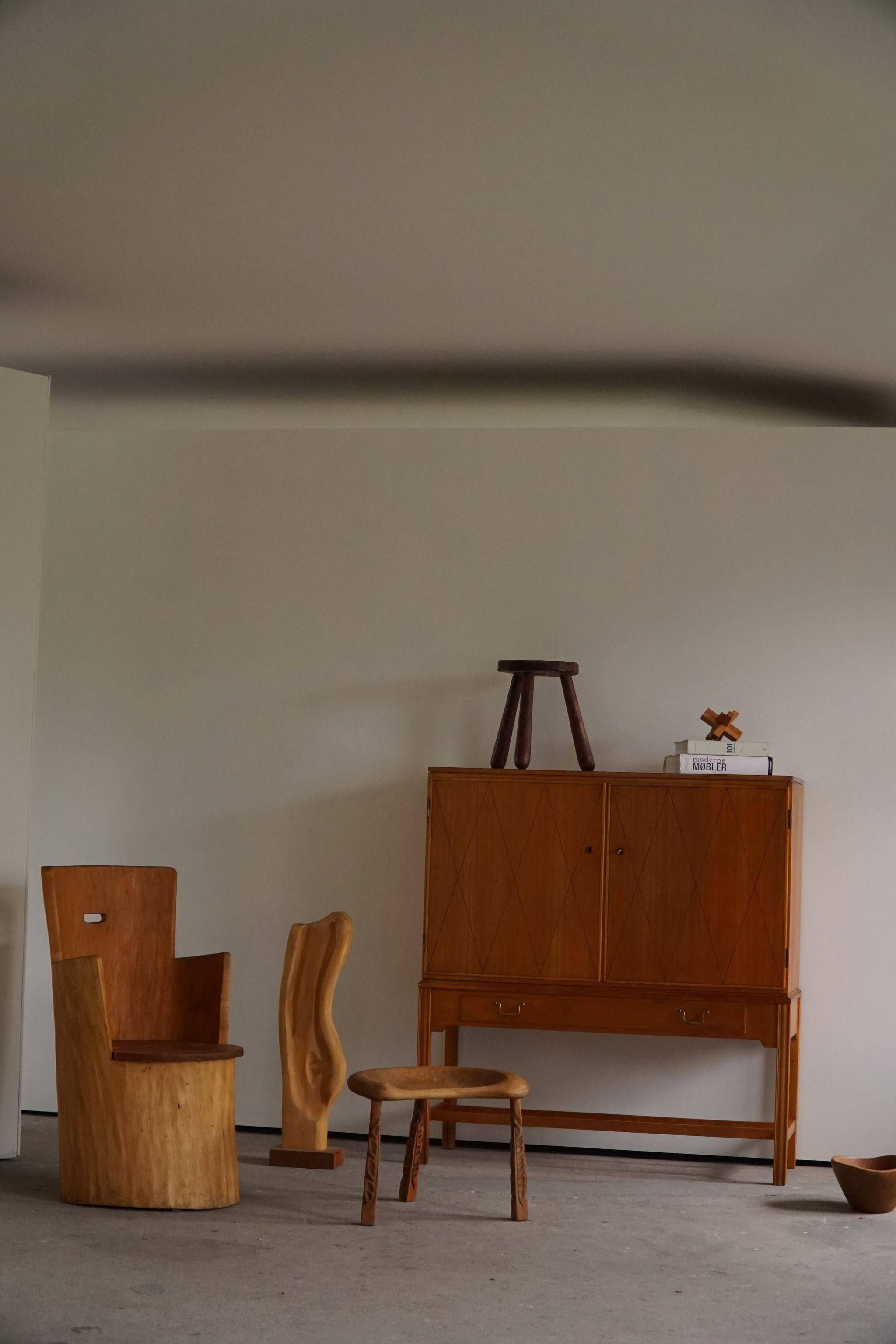 Brutalist Sculptural Trunk Armchair from the Mid-Century in Solid Pine, Swedish, 1960