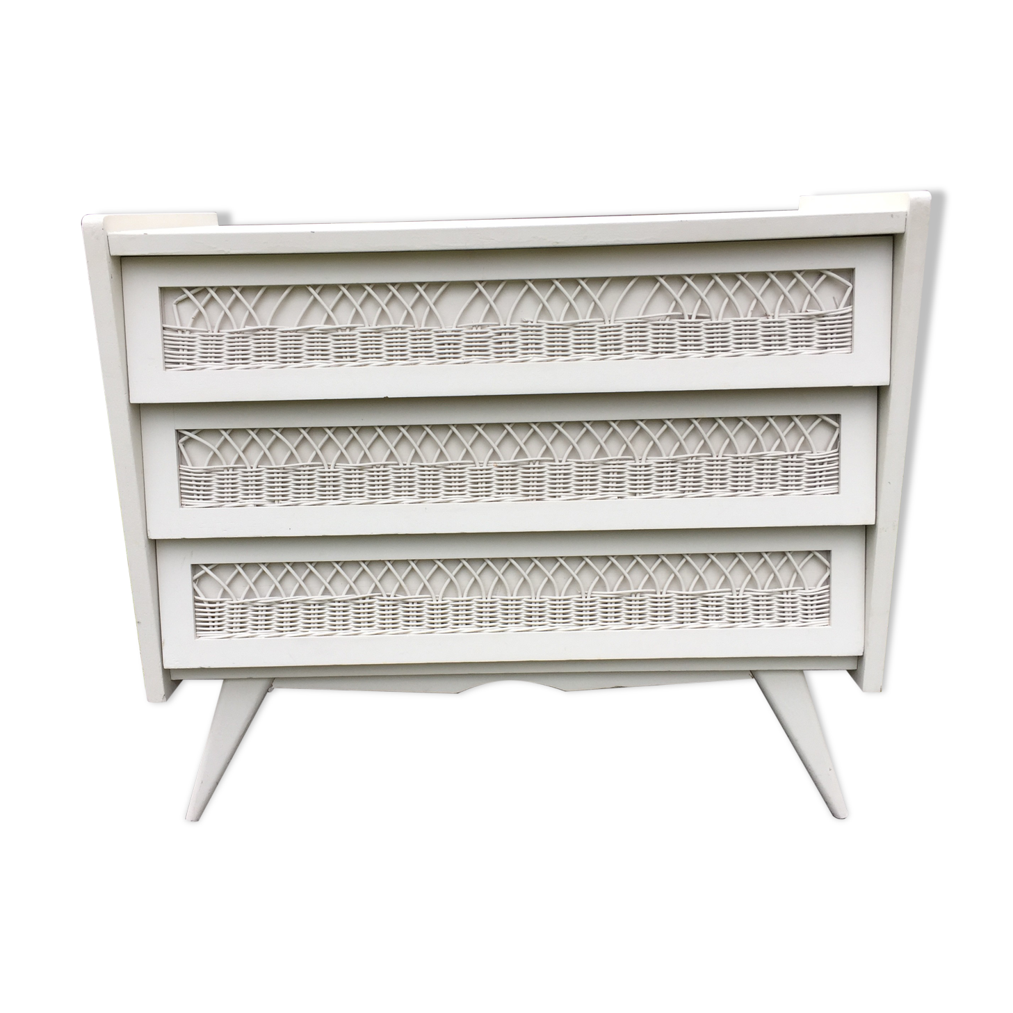 Vintage lacquered chest of drawers grey white